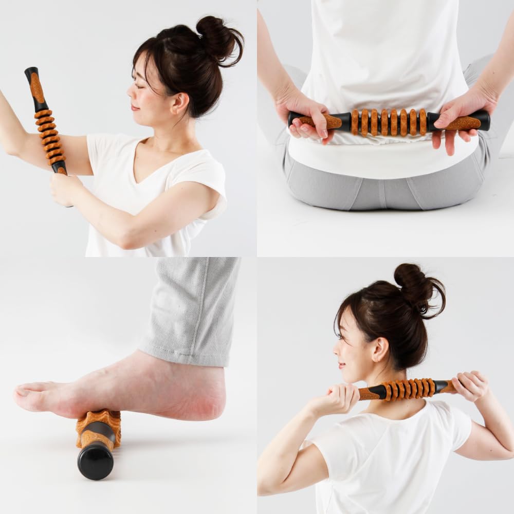 Alphax Foam Roller, Fascia Roller, Massage Roller for Fascia Relaxation, Cork-Like Sliet Stick, 37 X 5 X 5 Cm