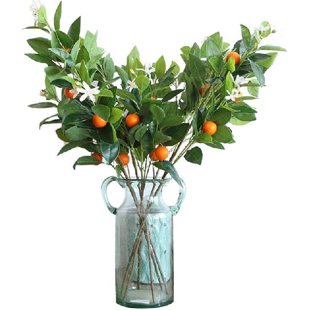Artificial Fruits Decoration Office Decor Fake Plants Table Decor Nearly Real Plastic Fruit Branch for Desk Decoration Ornaments (Small Cumquat)