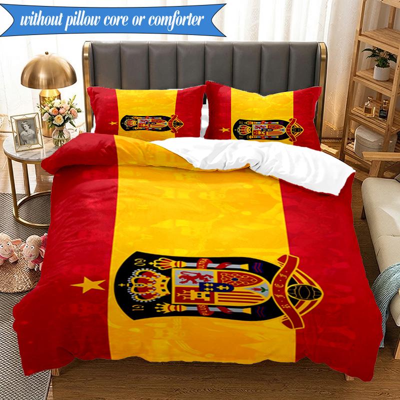 3PCS Spain FC Crest Printed Soft Bedding Set,Including 1pc Duvet Cover And 2pcs Pillowcases Perfect for Bedroom, Dormitory, Fan gift
