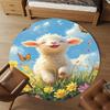 1PC Lamb Flowers Round Chair mat Area Rug - Non-Slip, Floor Mat for Office, Bedroom, home decor Christmas Gift c0528030