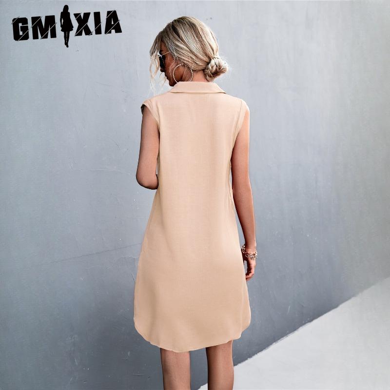 GMXIA Dámská móda Léto Jaro Jednobarevný Potisk POLO Límec Vysoký Pas Ležérní Šaty