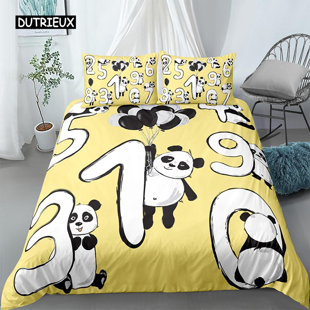 Panda Printed 2/3pcs Bedding Set Bamboo Duvet Cover For Adult Child Bedclothes And Pillowcases Comforter Covers Bed Sets