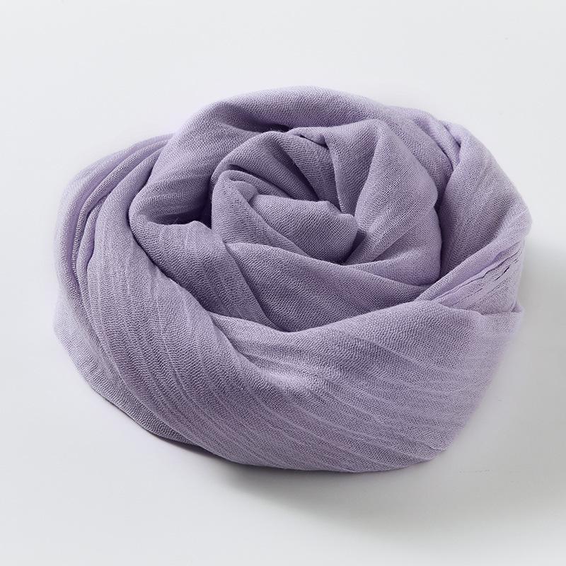 Women's Cotton Linen Artistic Solid Color Silk Scarf, Sun Protection Beach Neck Scarf, Japanese Style Long Gauze Scarf