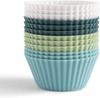 The Silicone Kitchen Reusable Silicone Baking Cup Silicone Muffin Liners for Cupcakes BPA Free Regular 12 Pack White Blue Green