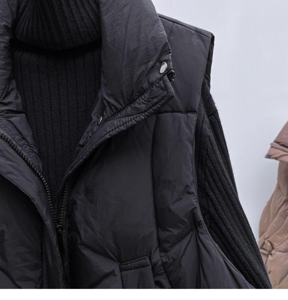 Jachetă Femei Mărimi Mari Lungime Medie Fără Mâneci - Vestă Groasă Călduroasă din Bumbac cu Puf pentru Toamnă/Iarnă