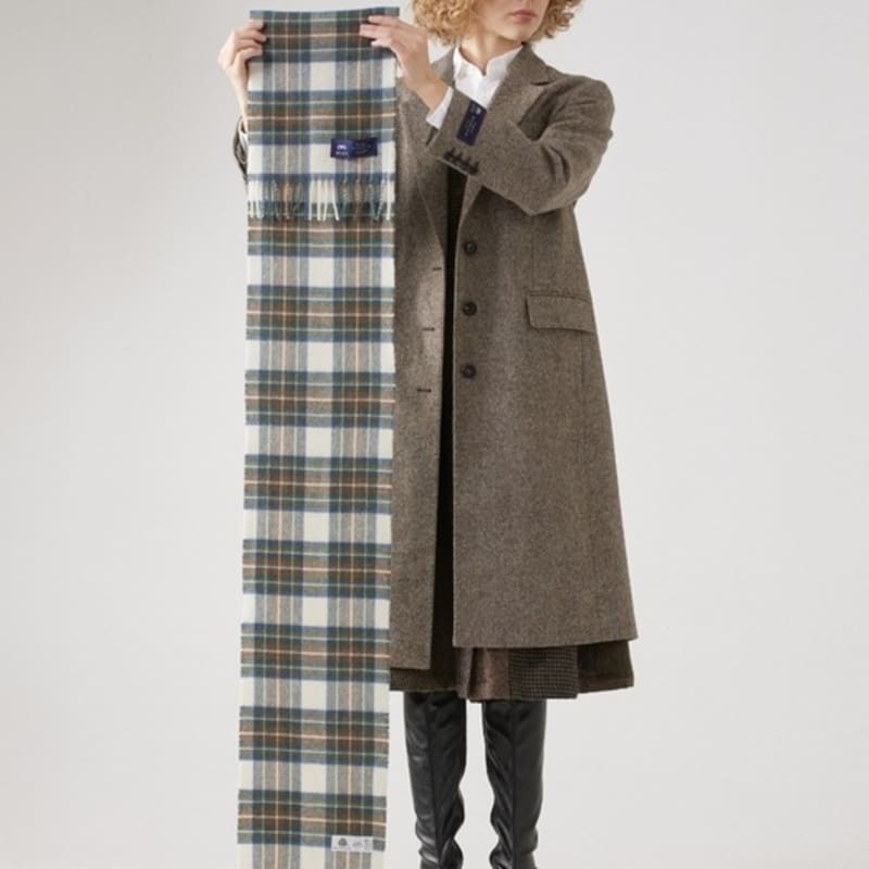 ABRAHAM MOON Merino Wool Muffler 25cm - Muted Blue Stuart