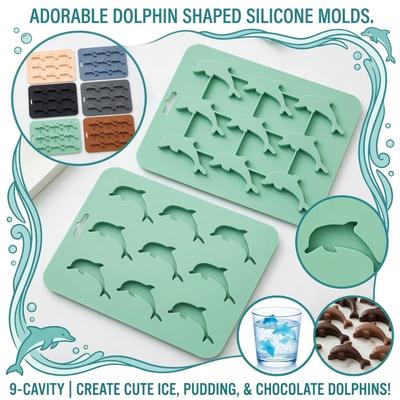Animals Ice- Mold - Ocean Animals Turtle,Dolphins,Penguins,Silicone Mold For Baking Muffin Cake, Chocolate,Candy, Soap