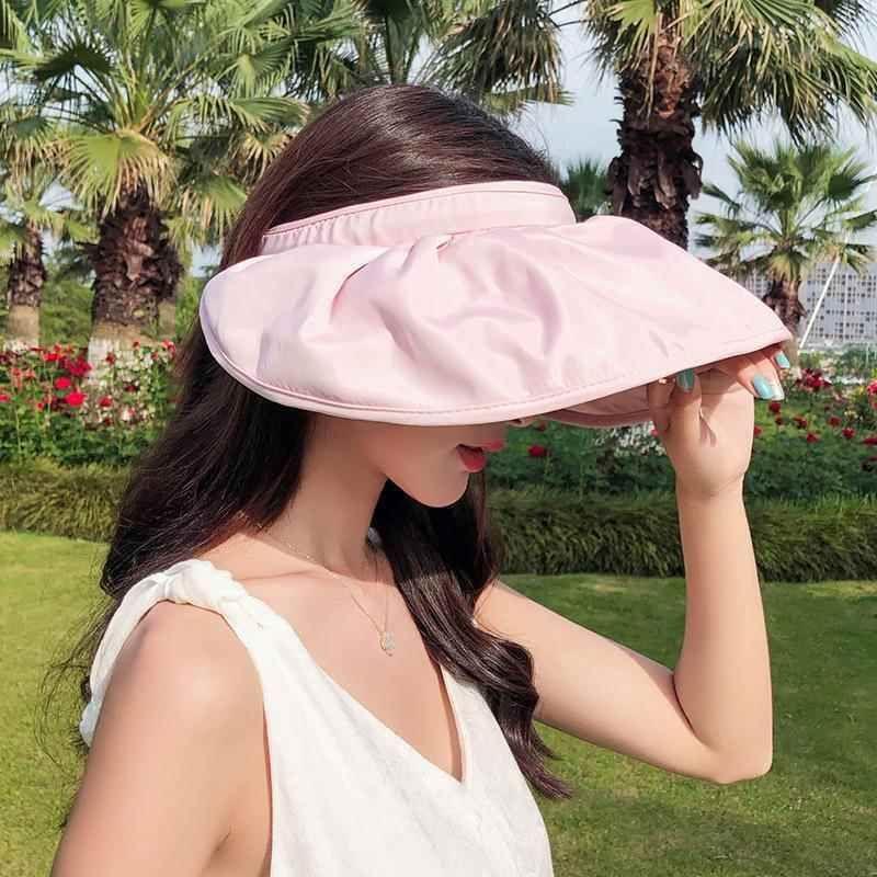 

Sun Protection Hat Vinyl Summer Face Cover Ultraviolet-Proof Sun Hat Female Cycling Air Top Hat Shell-like Bonnet Headband 879 Shell Cap Pink