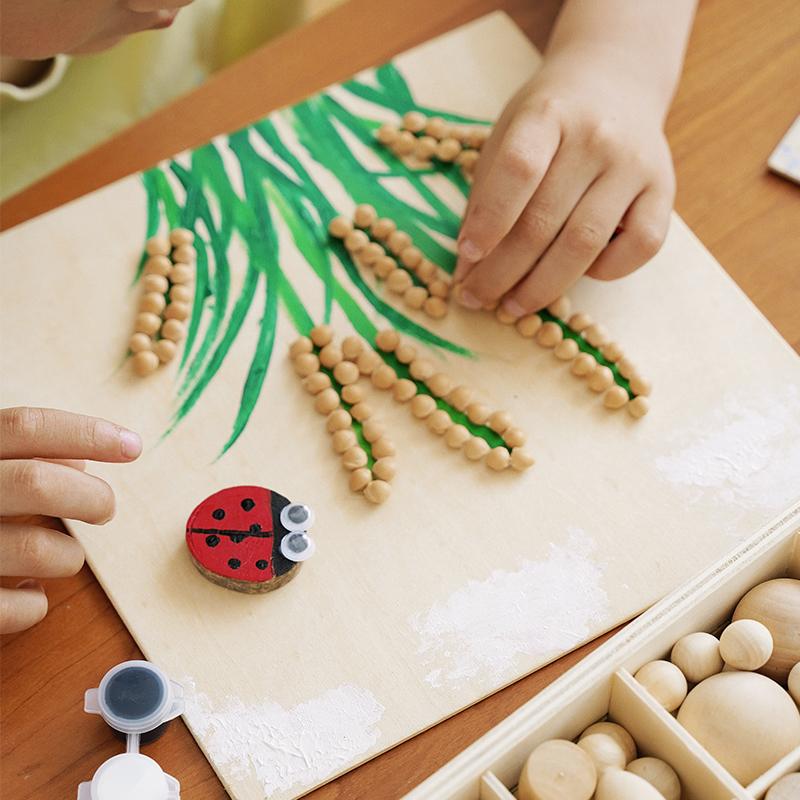 DIY Building Blocks Round Wooden Pieces Montessori Handmade Materials Small Scale Model Home Decorations New Year Festival Gift