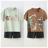 Mickey Print Cute Girl Boy Short Sleeved Set Summer Cartoon Fashion T-shirt+shorts 2-piece Set Children's Clothing Set