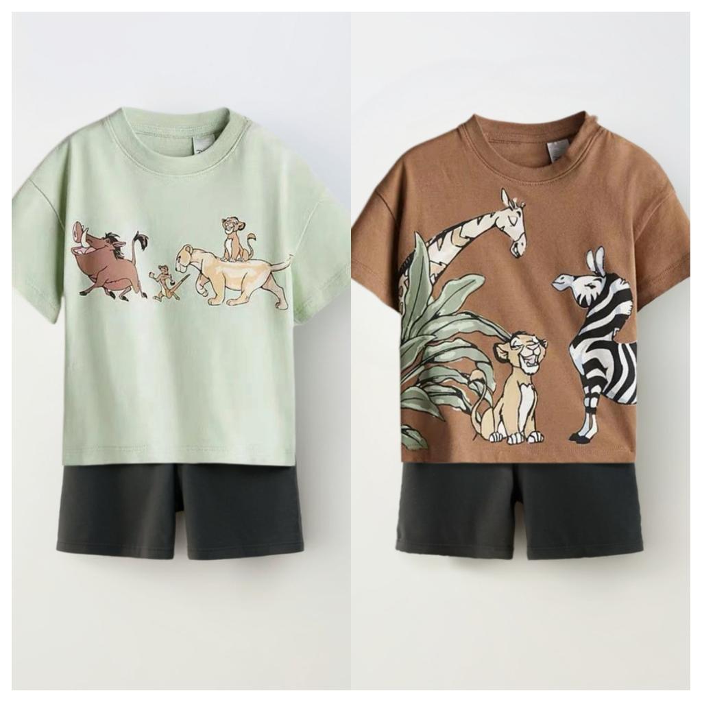 Mickey Print Cute Girl Boy Short Sleeved Set Summer Cartoon Fashion T-shirt+shorts 2-piece Set Children's Clothing Set