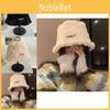 White Korean Style Bucket Hat For Women Warm And Lambswool Cozy