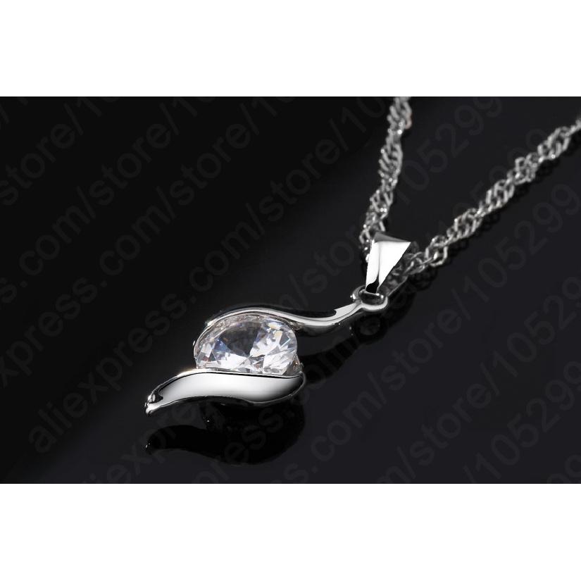 Luxury Shinny CZ Pendant Women Jewelry 925 Sterling Silver Necklace/Earring Classic Bridal Wedding Jewelry Set