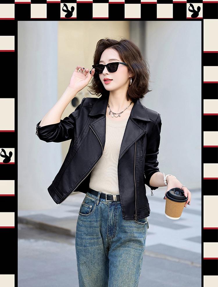 Women's Trendy Loose-Fit Sheepskin Leather Jacket - Hong Kong & Korean Style, Short & Casual, Small Size.