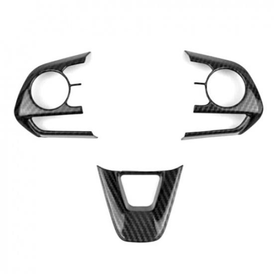 3pcs ABS Carbon fiber Steering Wheel Trim Fits For Toyota Corolla -