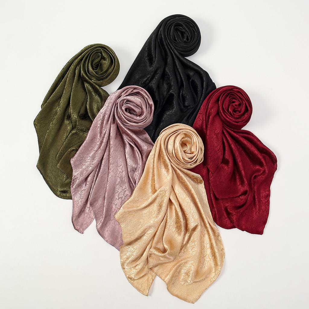 High Quality Floral Print Satin Hijab Scarf Muslim Hijab Plain Malaysia Scarf Satin Shawl Luxury Silk Satin Wrap Islam Turban