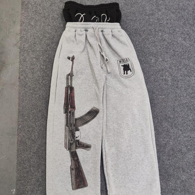 European and American Double Waisted Embroidered Street Folding Couple Sweatpants