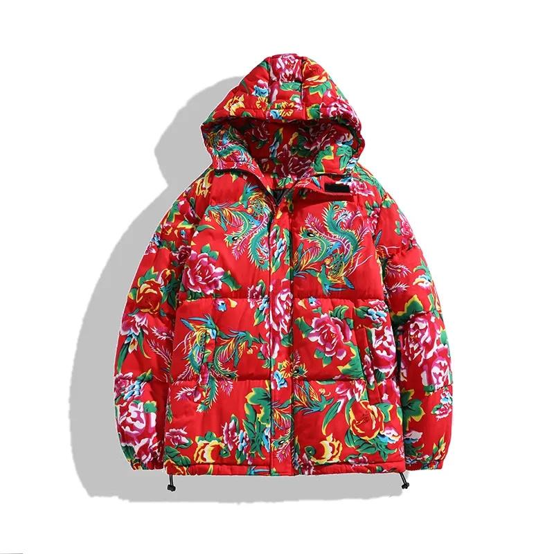 Neue Mode Große Blume Baumwolle gefütterte Jacke frauen Winter Neue Lose Baumwolle-gepolsterte Gepolsterte Gepolsterte Warme Baumwolle-gepolsterte jacke Mantel