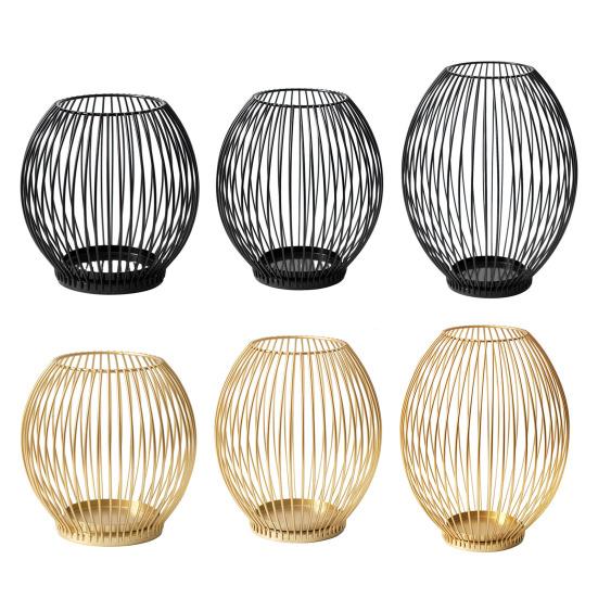 Metal Wire Cage Pillar Candle Holder Vintage Hollow Out Tea Light Holder for Fireplace Mantel Table Centerpiece