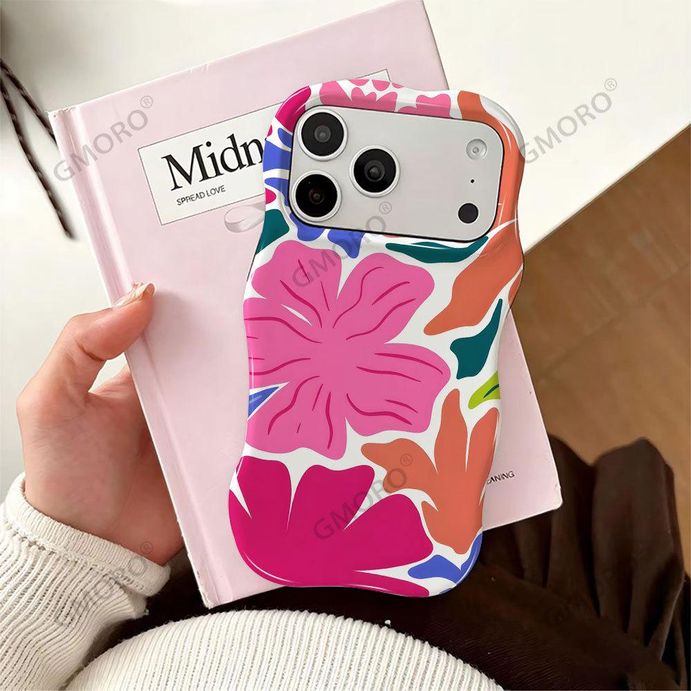 Latin America Popular Flower Mobile Phone Case iPhone15 Literary Style Apple 16/17p Wave Film Shell Processing Customization
