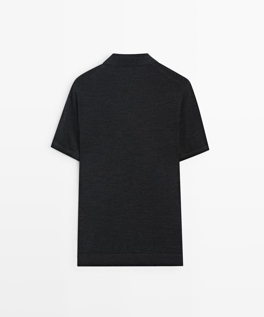 Masimodutti Wool Blend Short Sleeve Knit Polo Shirt