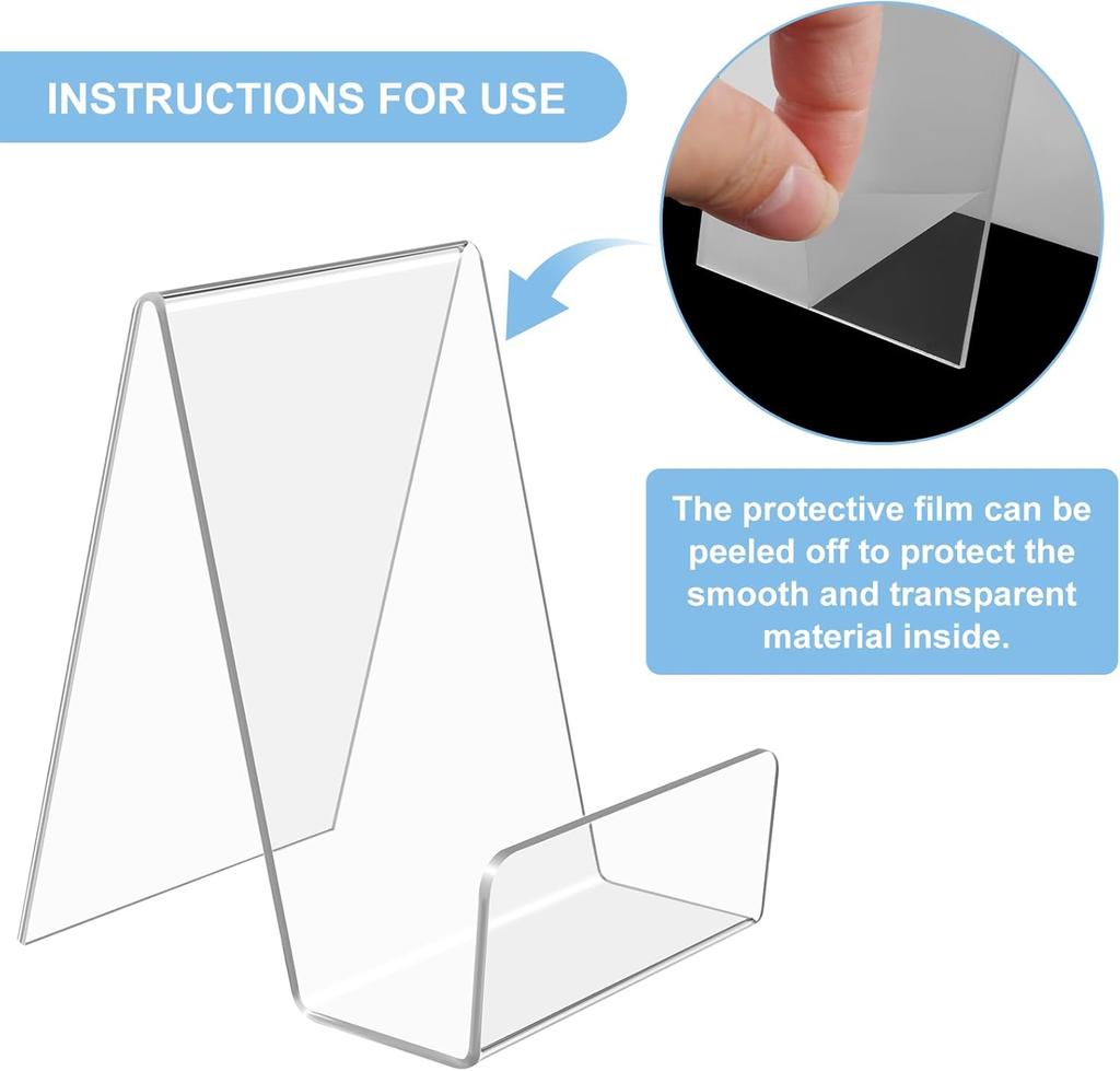12 Pcs Clear Acrylic Book Display Stand,Clear Easel Tablet Holder for Displaying Books, Pictures, Notebooks, CDs, Artworks, etc
