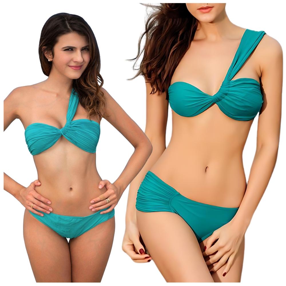 Two-piece swimsuit, turquoise, shoulder strap, balconette, s Two-piece swimsuit, turquoise, shoulder strap, balconette, s