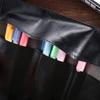 Girls PU Leather Retro Stationery Cosmetic Bag Roll Pen Bag Roll Pencil Bags Vintage Pencil Case