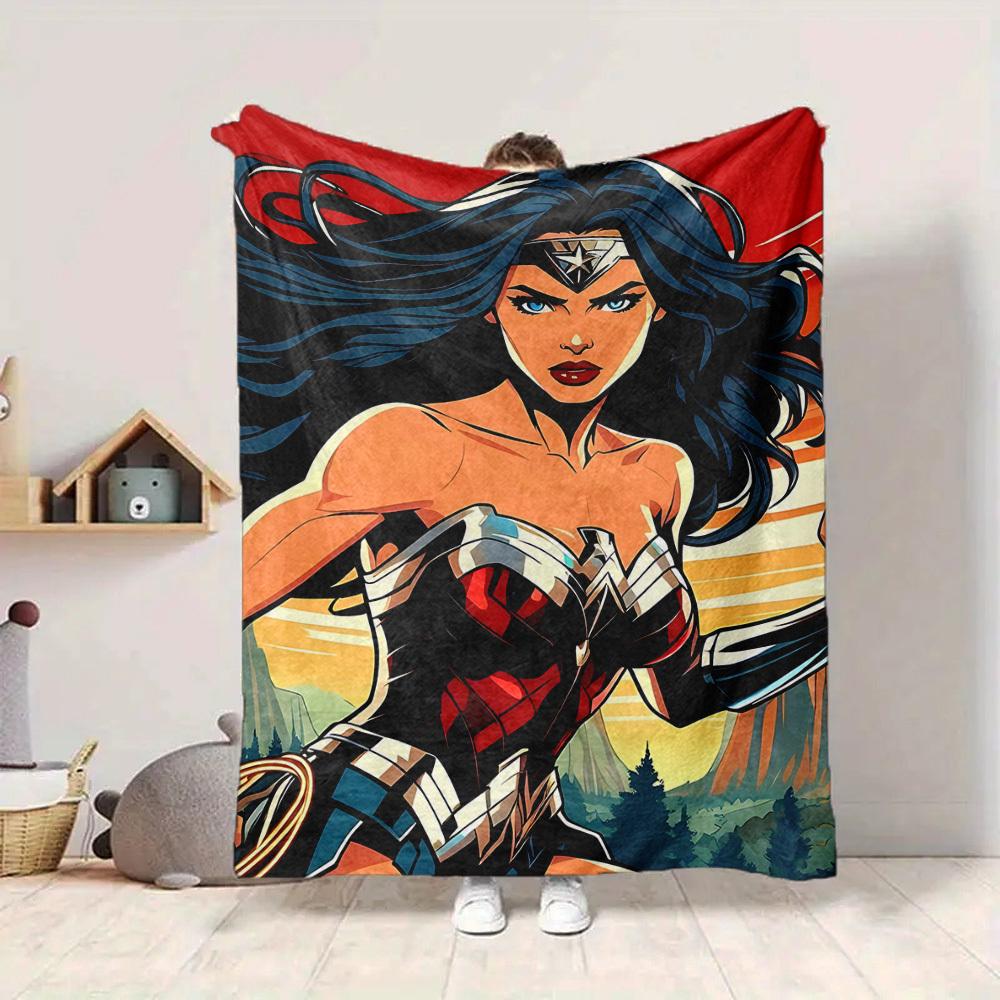 1pc Wonder Woman, Superhero Flannel Throw Blanket Soft, Warm & Cozy for Couch, Bed, Office, and Travel Versatile All Season Gift, Christmas present