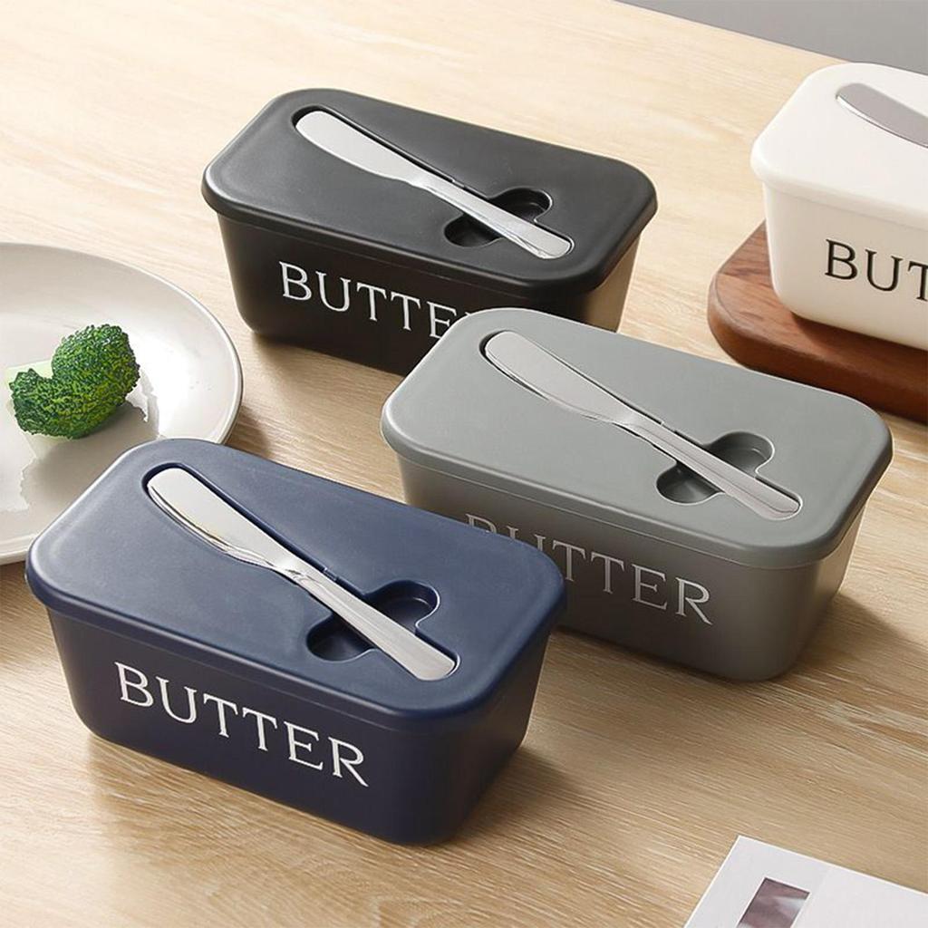 Plastic Butter Container Box Restaurant Sealed Storage Box Cheese Box With Knifes Lid Butter Slicer Butter Dish Tableware