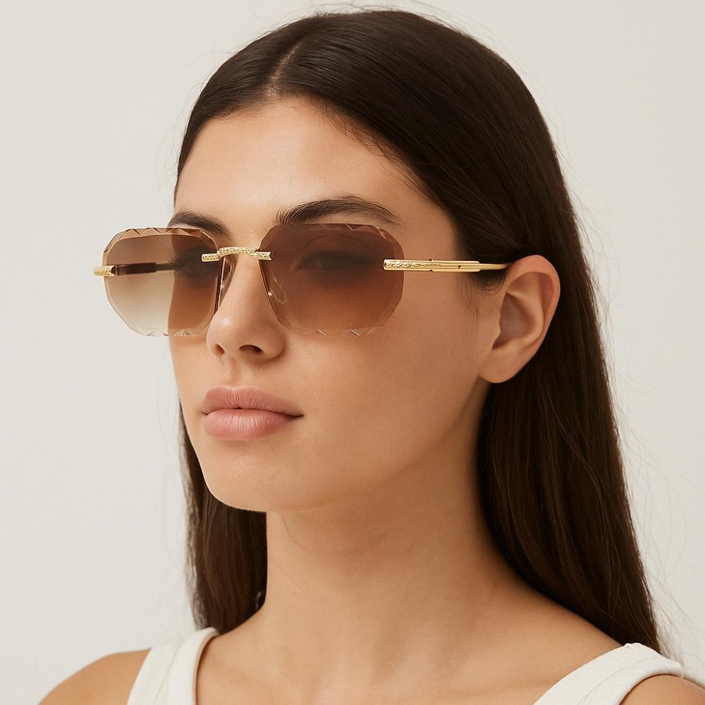 Frameless Rimless Sunglasses Square Driving Eyewear Retro Men Sunglasses  Female