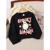 Girls for Halloween Crew Neck Sweatshirt Spooky Season Ghost for Halloween Print Design - 1, Fun Print Kids Autumn Clothing