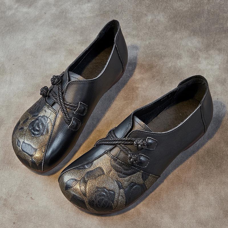 

Осенние женские этнические туфли из коровьей кожи для мам: Нескользящая, Мягкая подошва, Кожа ручной работы 41