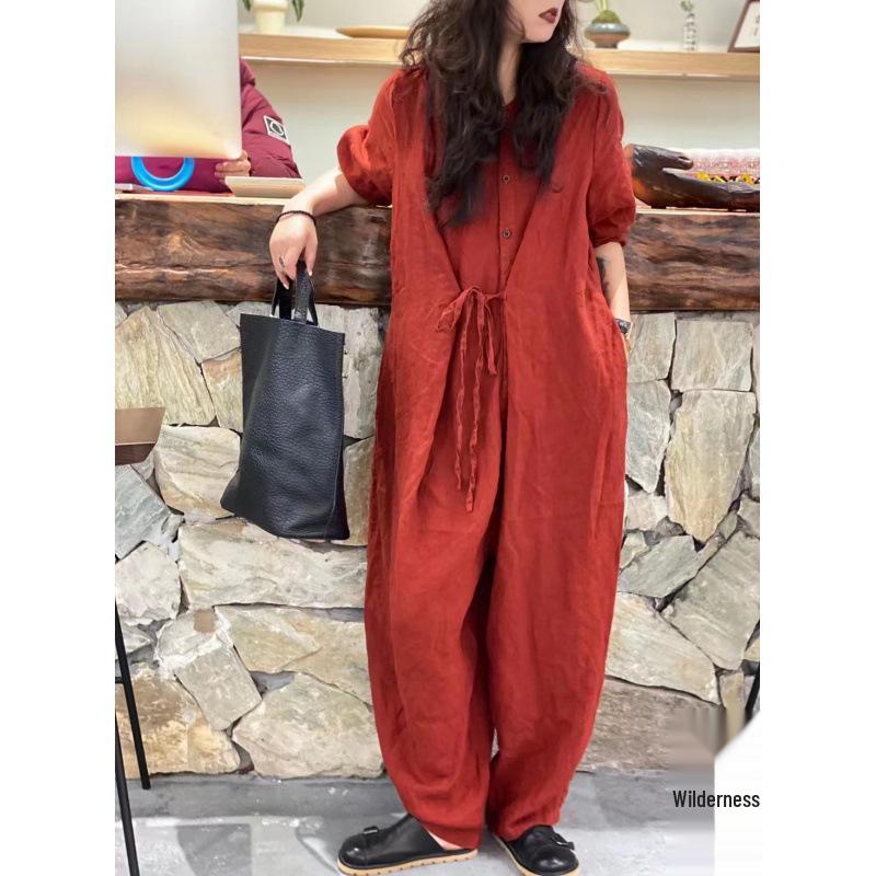 Women s Spring Lace-up Fashion Jumpsuit L
