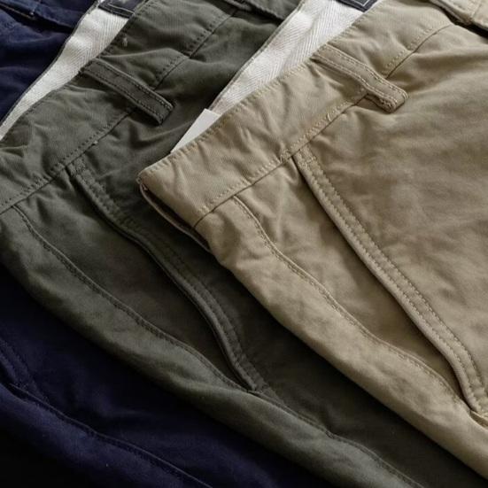 Erkek Pantolon Orta Bel Gevşek Düz Renk Çok Cepler Gevşek Düğme Fermuar Kapatma Retro Nefes Alabilir Düz Yumuşak Günlük Giyim Açık Hava Uzun Kargo Pantolon