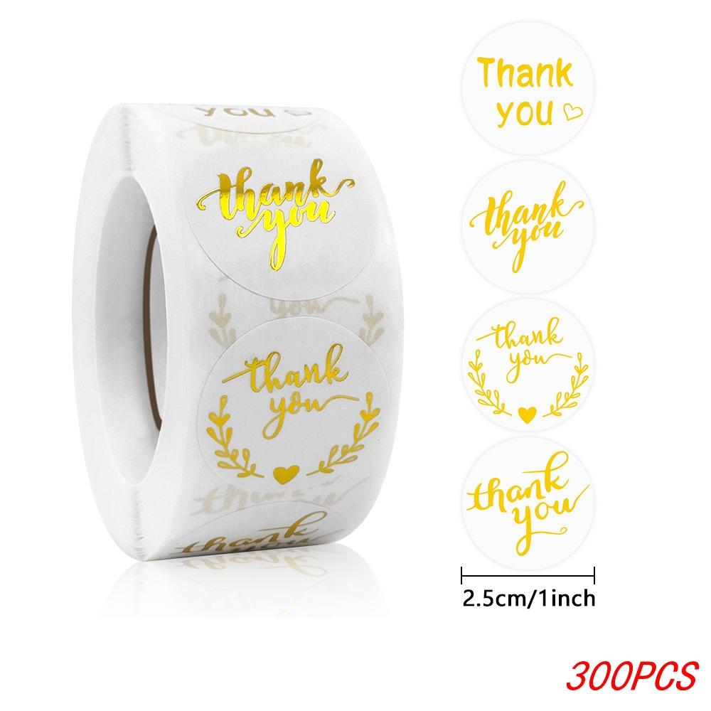 100-500Pcs 1Inch/2.5CM Golden Thank You Stickers For Gift Card Box Package Party Wrapping Decorate Baking Food Small Business