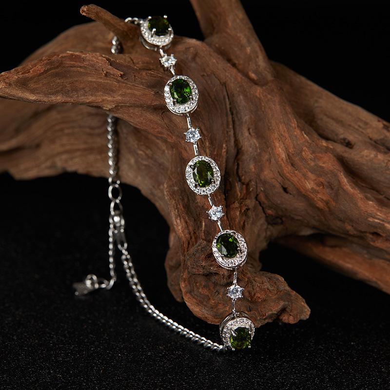 Jewelry S925 Sterling Silver Natural Garnet Apatite Amethyst Bracelet Women'S Bracelet