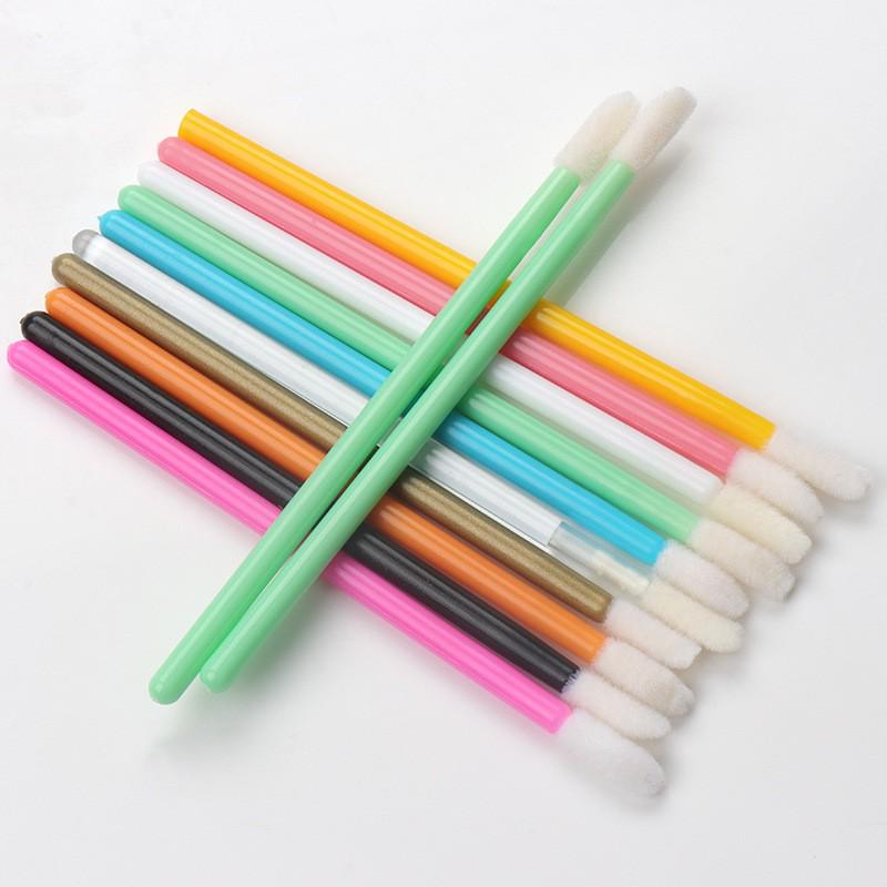 50-Pack Disposable Lip Brushes - Portable Solid Lipstick, Lip Gloss, and Makeup Cleaning Swabs