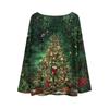 Women's Fashion Round Neck Long Sleeve Christmas Print Casual Pullover Sweater Top