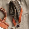 Handmade high-end retro French gemstone silk scarf women's spring and autumn thin cotton and linen small square scarf scarf double-sided scarf