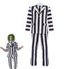 Costume Cosplay Beetlejuice Black And White Striped Suit Halloween Party Prop