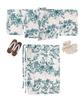 Yukata Unique Natural Set AB Free [KYOETSU] Set, Weave, White, Two-Piece 3-Piece (Yukata, Obi, Geta), Women's (Hisui Kaen, Size)