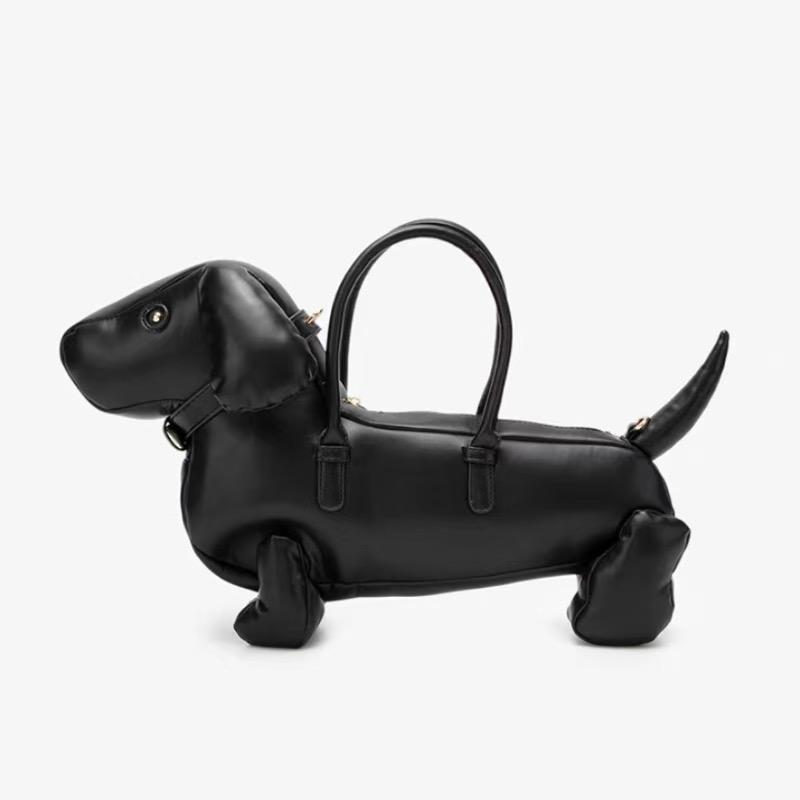 Funny Stuffed Animal Figurine Soft Leather Puppy-Shaped Handbag Shoulder Bag Crossbody Bag