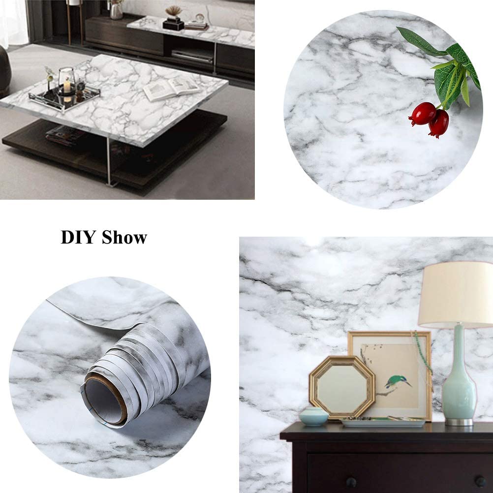 Gray Marble Self-Adhesive Wallpaper Waterproof Vinyl Peel and Stick Wallpapers for Old Furniture Kitchen Countertop Granite Film