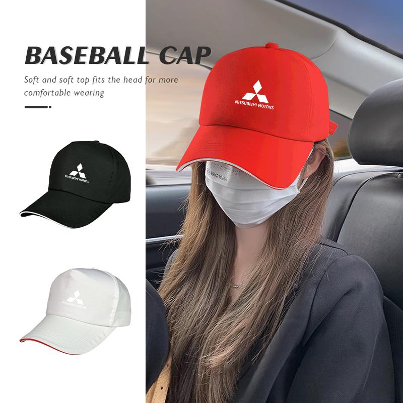 For Mitsubishi Car Logo Outdoor Adjustable Casual Baseball Caps Sunscreen Hat Accessories Lancer ASX Pajero Mirage Attrage