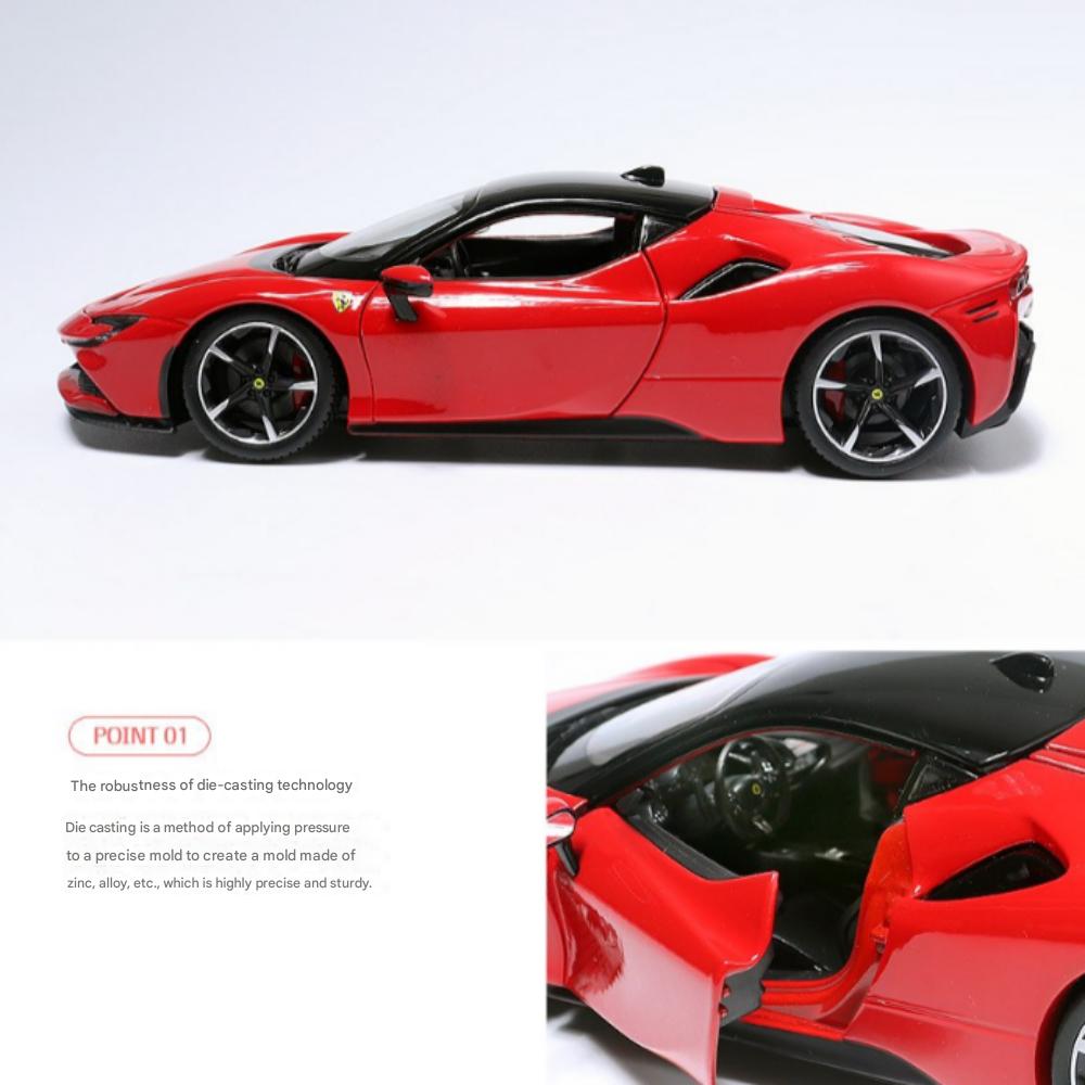 Brago 1:24 Ferrari Stradale SF90 Samochód Odlewany Ciśnieniowo, Czerwony, 1 Sztuka