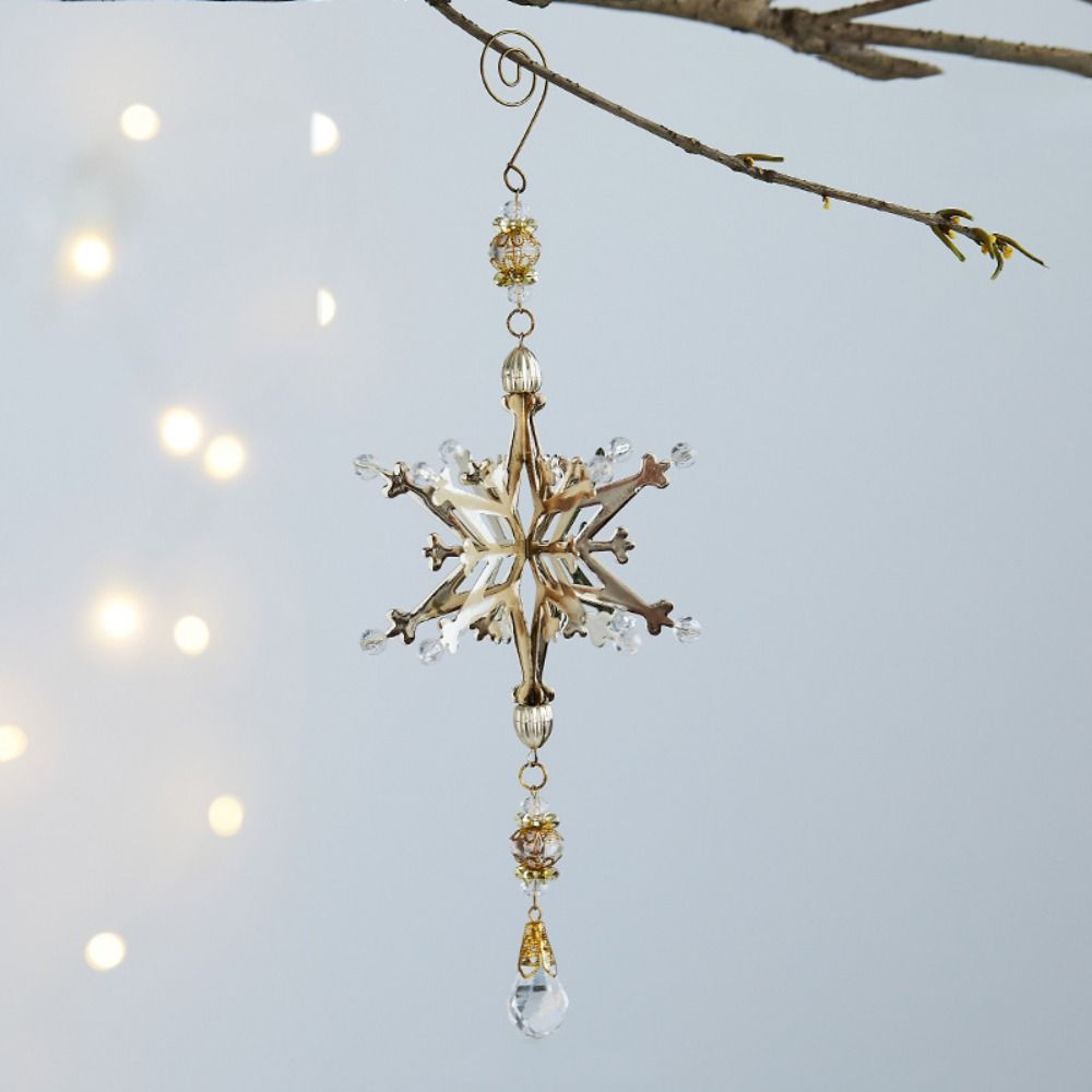 Iron 3D Christmas Snowflakes Pendant Three-dimensional Glitter Christmas Tree Hanging Ornaments Reusable Plating Gold/Silver