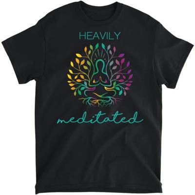 Womens Heavily Meditated Yoga Meditation V-Neck T-Shirt, Long Sleeve Shirt, Sweatshirt, Hoodie Unisex Adult Size Made In Canada