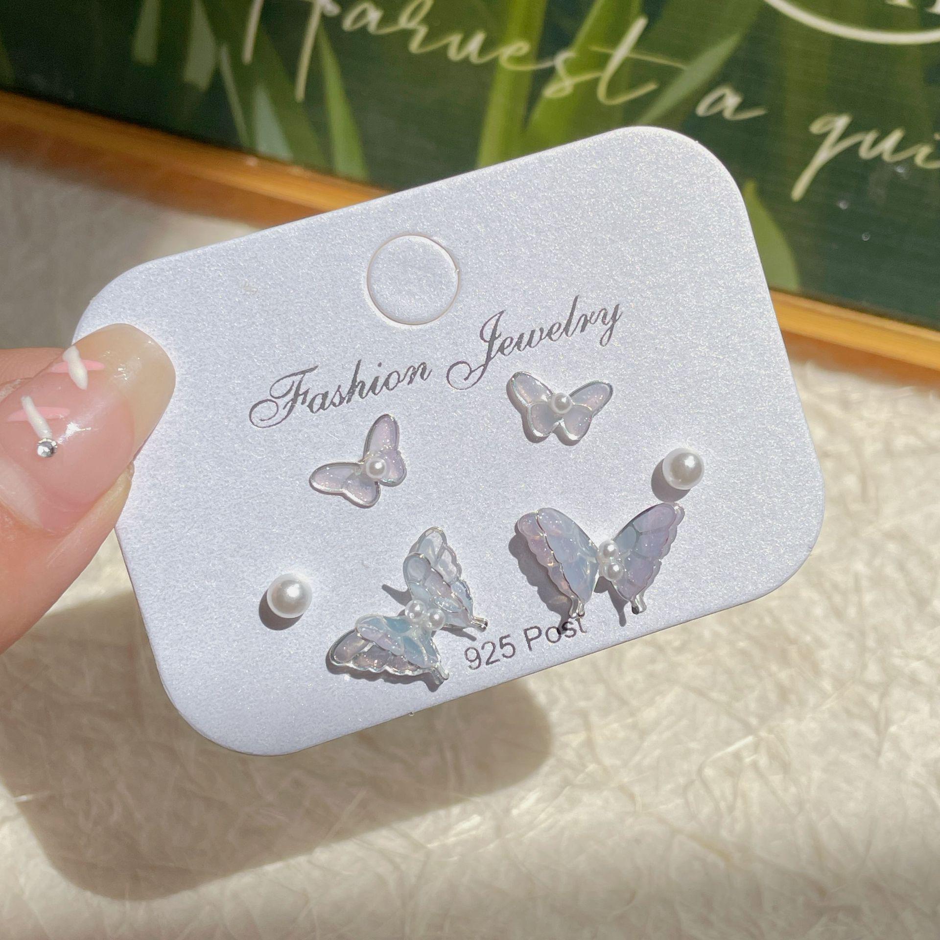 

Серьги-бабочки с фиолетовым градиентом: Элегантные серебряные серьги-иглы для женщин со свежим, милым и сказочным очарованием