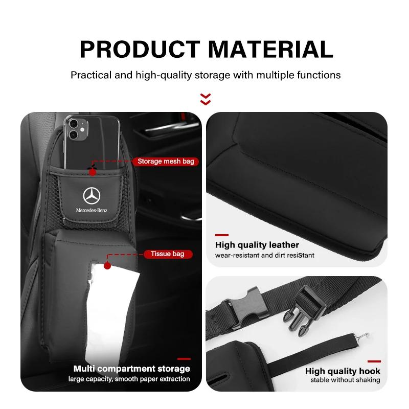 Organisateur de siège auto Porte-mouchoirs Poche de rangement universelle en maille Pour Benz W211 W124 W176 W177 C180 C200 C260 C300 GLC CLE CLA